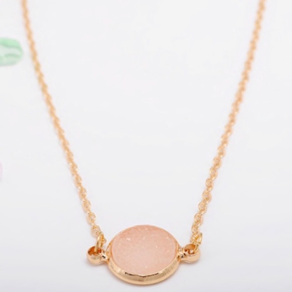 Rose Quartz Druzy Crystal Necklace 💕Price Drop 💕 - Picture 1 of 5